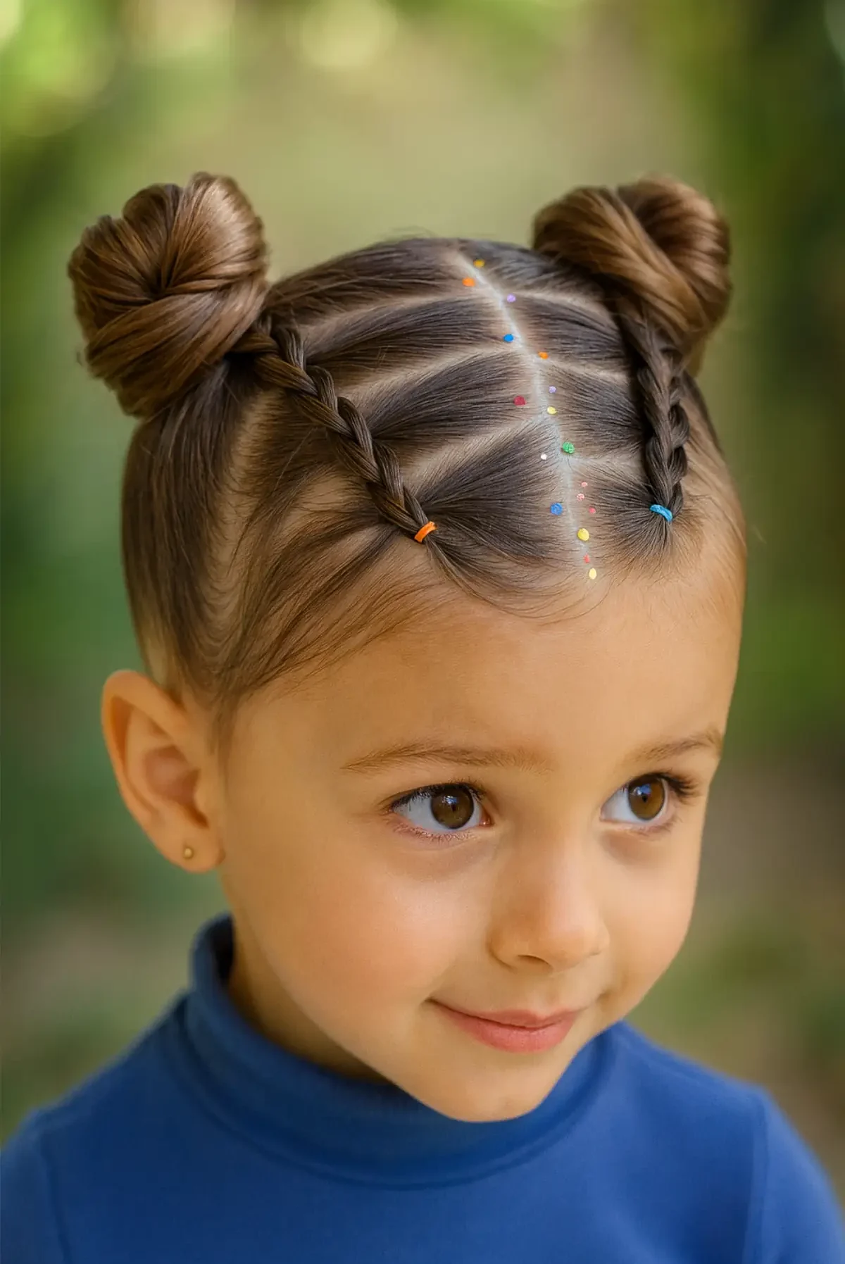 Mini trencitas con moñitos altos