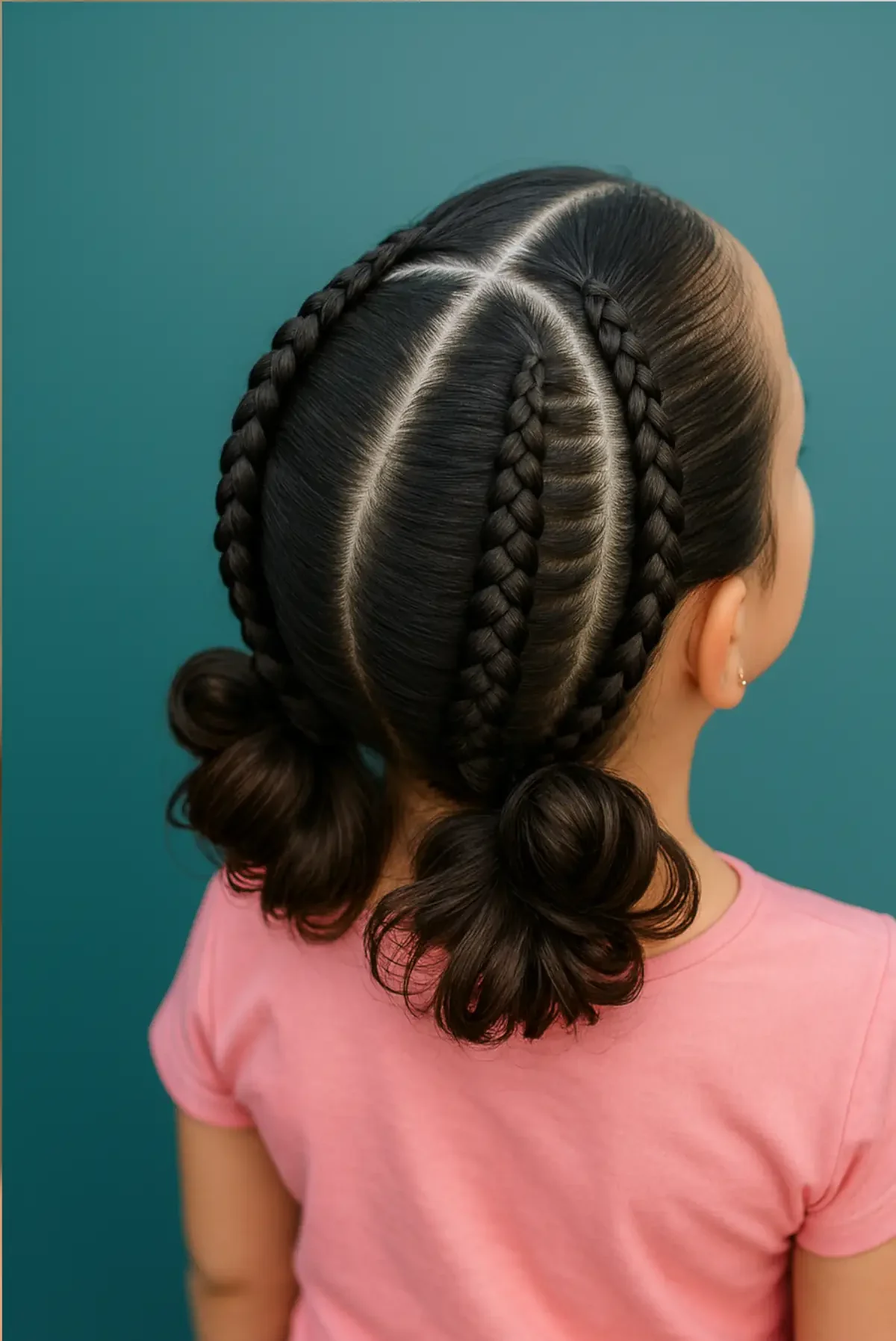 Trencitas dobles con moñitos bajos