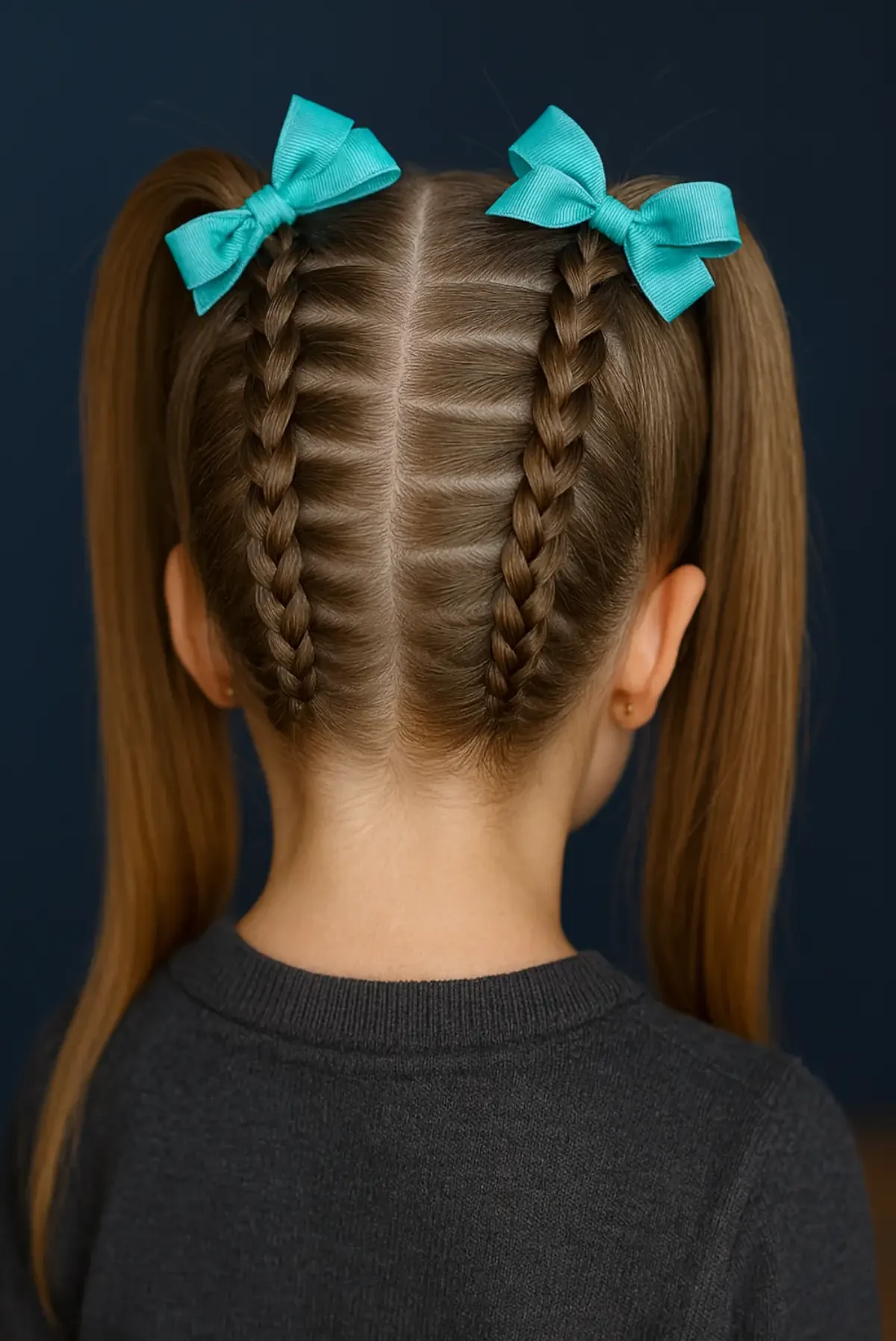 Trenzas ascendentes con coletas de lazo